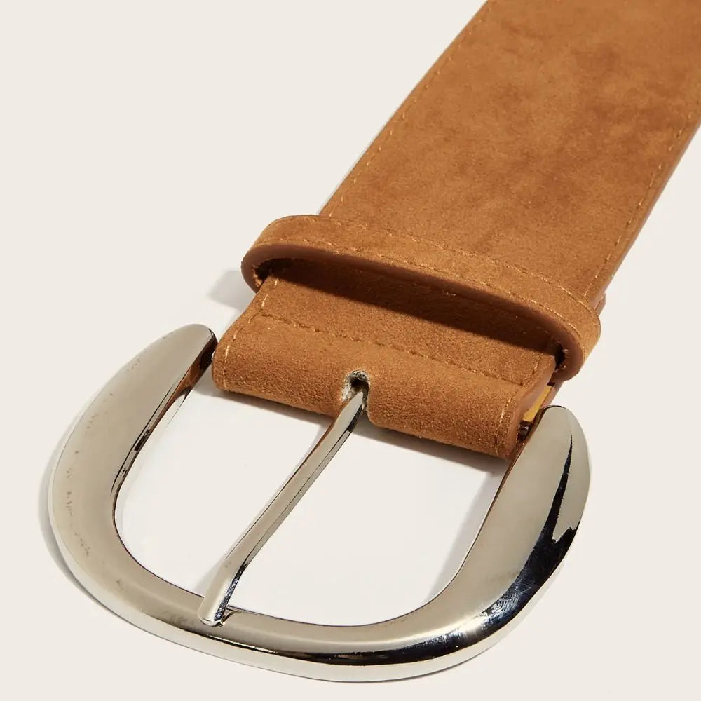Maillard Styles Suede Leather Wide Belt Luxury Design Trendy Pin Buckle Waistband Casual Versatile Business Waist Strap Gifts