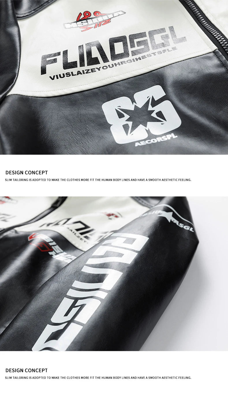Leather Jacket Men Motocycle Faux Leather Coat PU Moto Bike Jackets Hip Hop High Street Fashion Pilot Men's Clothing Top