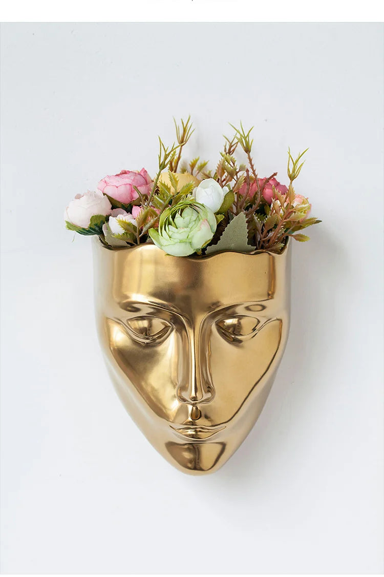 Silent Cheeks Ceramic Vase Creative Wall-mounted Plant Pots Table Decoration Flower Arrangement Floral Vase Room Aesthetic Decor