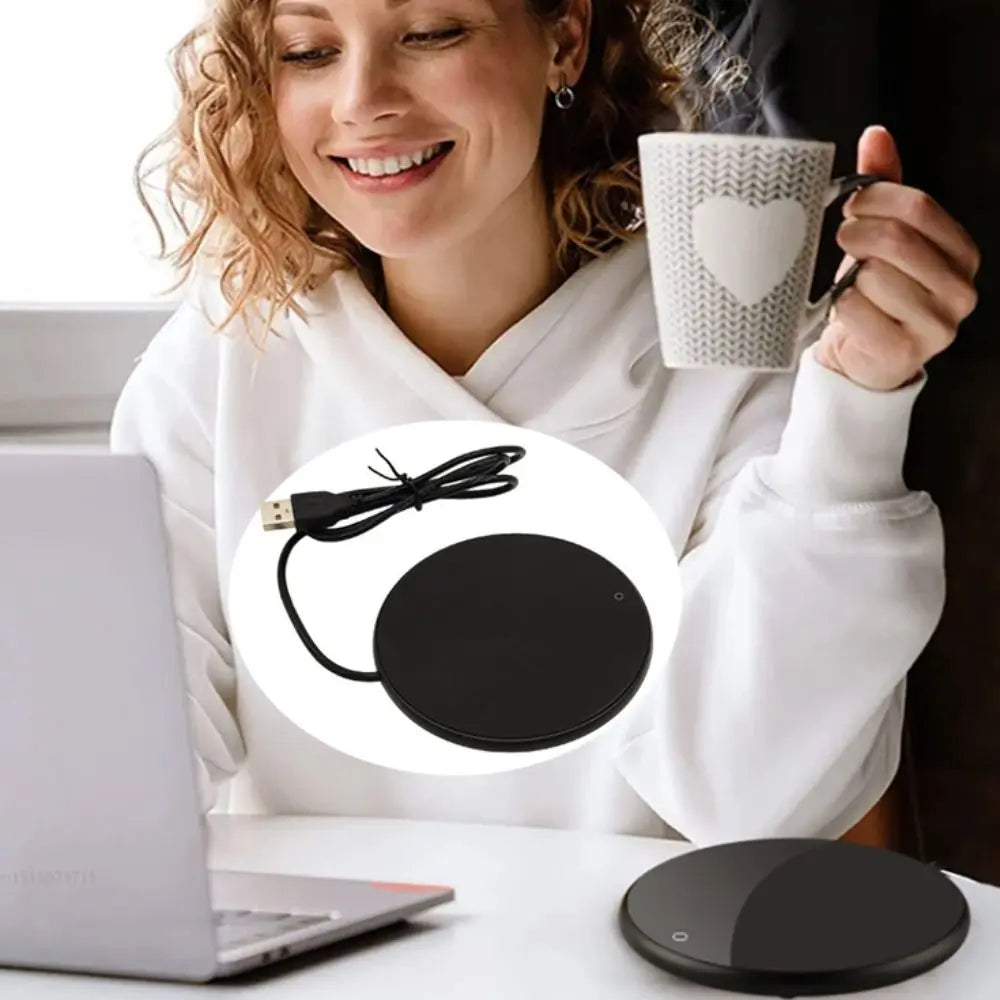 Portable USB Charging Electric Coffee Cup Heater Constant Temperature Round Cup Warmer Energy Saving Cup Heating Pad Winter