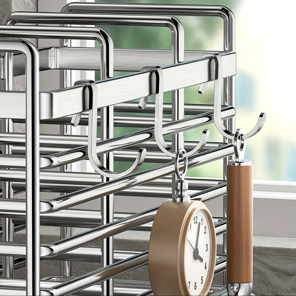No-Drill Wall-Mounted Utensil Holder Stainless Steel Space-Saving Organizer For Kitchen Cutlery Ideal For Small Spaces