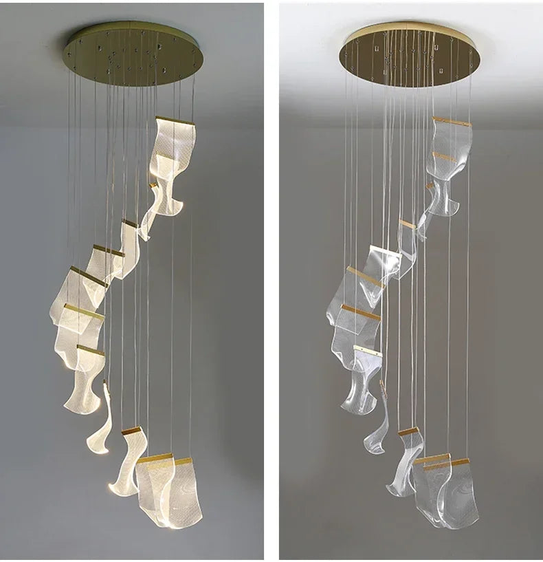 Modern LED Pendant Lights Living Dining Room Lighting Lustre Decor Chandelier Indoor Villa Duplex Stairs Hanging Lights Fixture