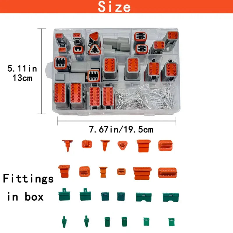 188/250pcs Deutsch DT Series Connector Assortment, Size 16 Stamped Contacts, Waterproof Automotive Electrical Connectors ﻿