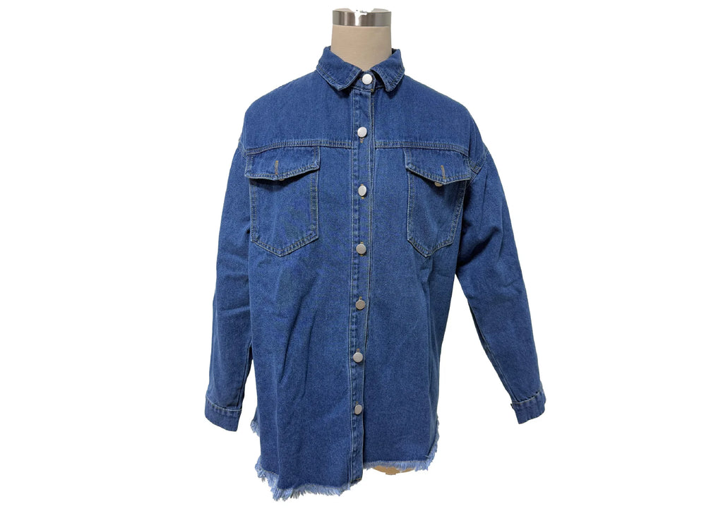 Women's Trendy Washed Denim Jacket New Spring Autumn Trimmed Edges Casual Classic Fit Jeans Jacket for Ladies