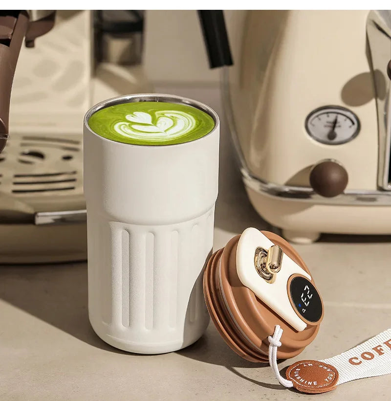 450ml Smart Thermos Cup, 316 Stainless Steel LED Temperature Display Portable Thermal Mug for Business Office Coffee