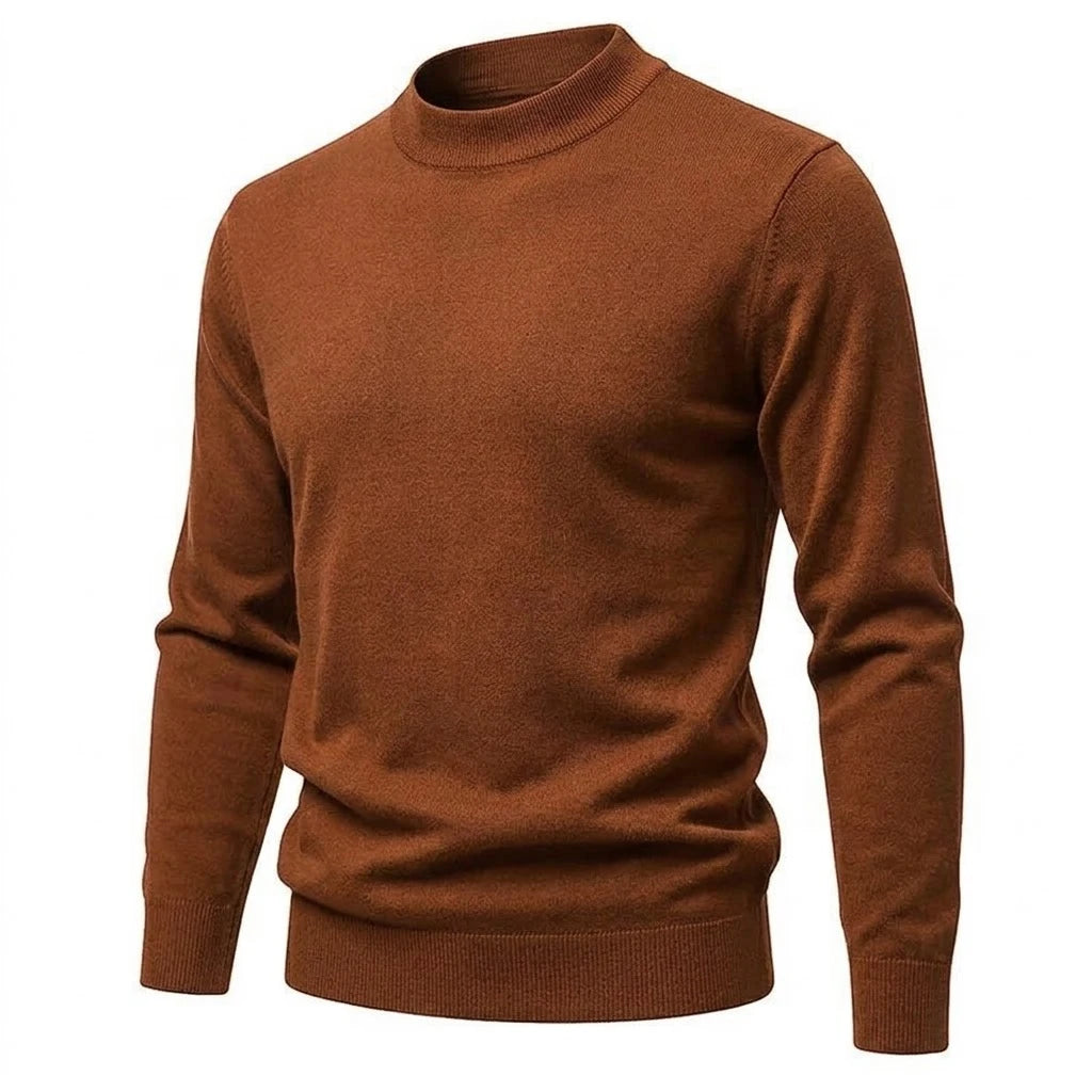 New Men's Mock Turtleneck Sweater Casual Long Sleeve Slim Fit Pullover Knitwear Solid Autumn Jumpers Warm Blouses for Winter