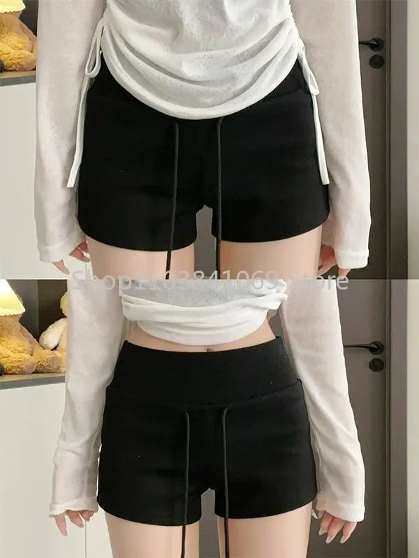 Red Shorts Women's Summer New Mid Waist Slim Fit Casual Drawstring Sports Pants Shorts for Women Womens Clothing