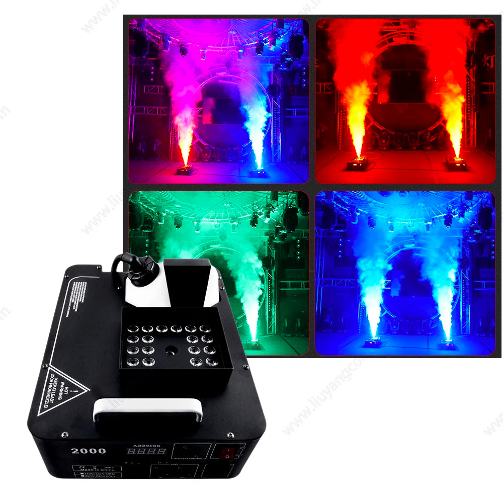 1500w Dmx Vertical Led Fog Machine Wedding Dj Bar Smoke Projection Rgb 24led Stage Light Spray Fogger For Halloween Disco Party