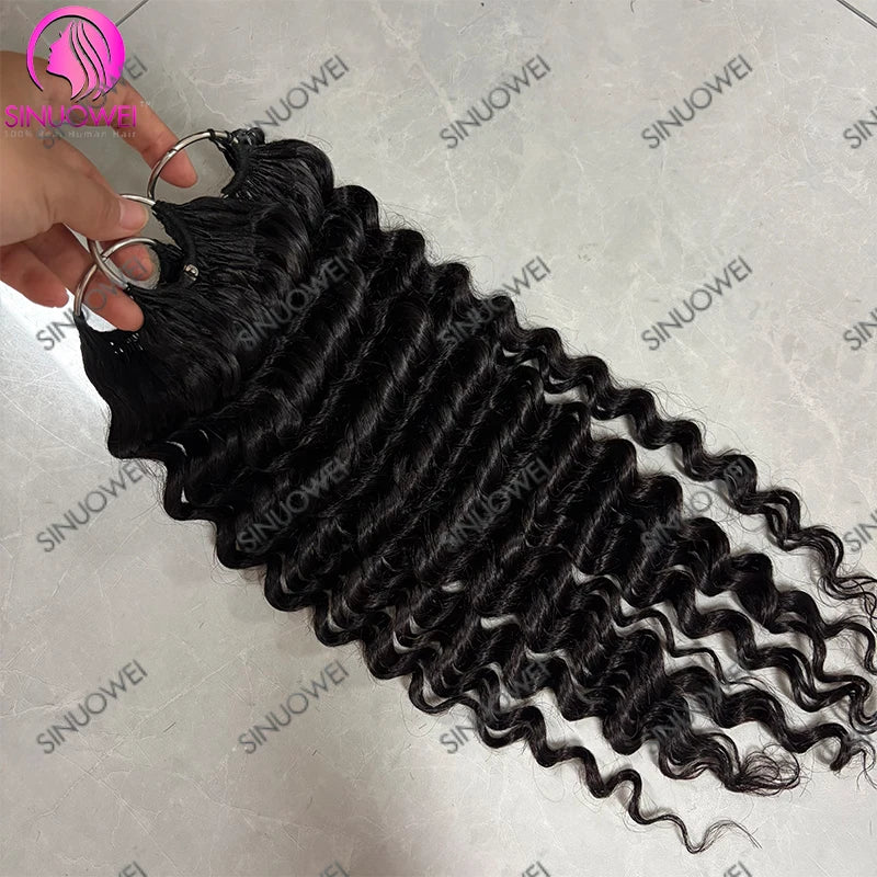 Knotless Pre Separated Deep Wave Crochet Human Hair Feather Real Hair Extensions for Braiding Deep Wave Curly Hair Extensions