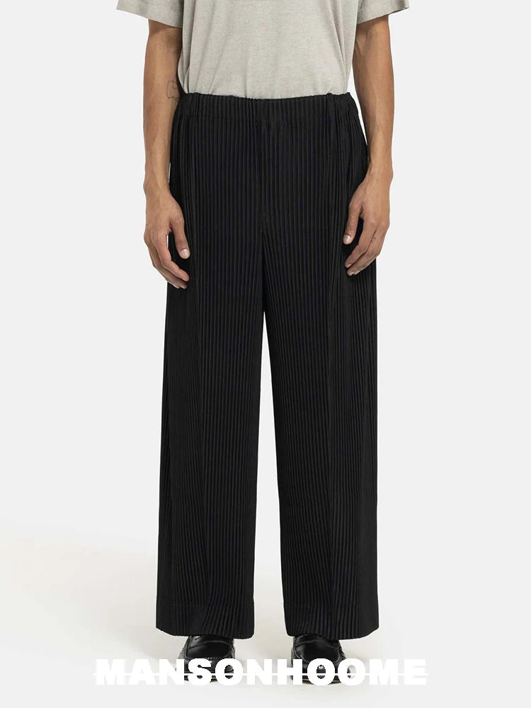 Miyake Fold 2025 Spring/summer New Relaxed Men's Casual Pants Solid Color Seam Wide Leg Pants
