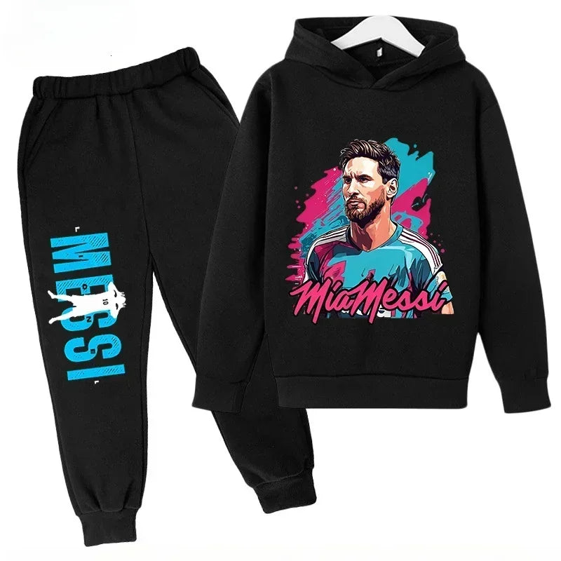 Spring Autumn Children's Set Sports Messi Print Hoodie Set Pants Suit 2pcs Set Boys Girls Kid Clothing Casual Fashion Tracksuit
