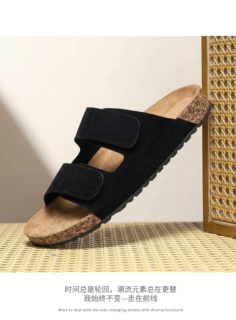 Men's one strap slip on casual slippers summer new breathable lightweight anti-slip comfort beach shoes outdoor walking slippers