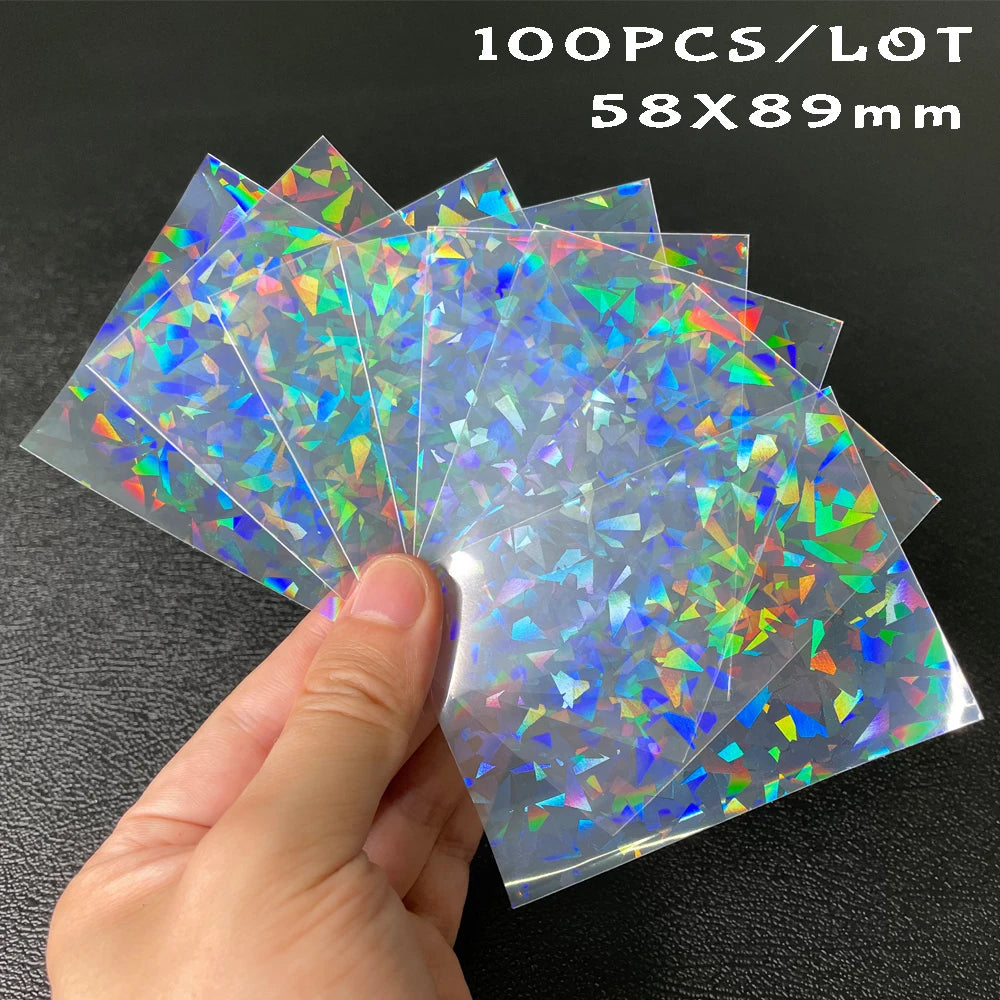 100pcs Board Game Card Sleeves Sweet Heart Foil Transparent Laser Clear YGO PKM Photo Kpop Protector Trading Cards Shield Cover