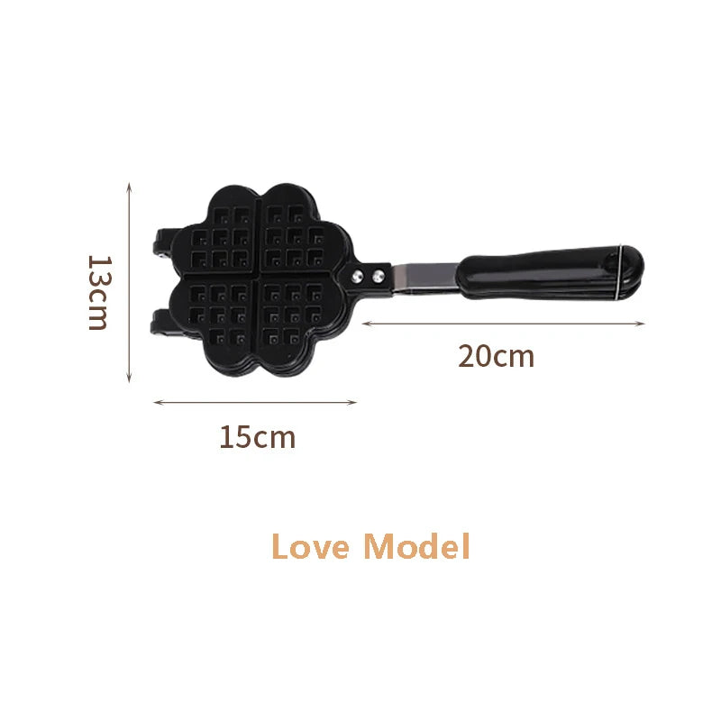 Professional Long Handle Waffle Baking Mold Square Double-Sided Waffle Maker Machine Durable Cast Aluminum Sandwich Maker Baking