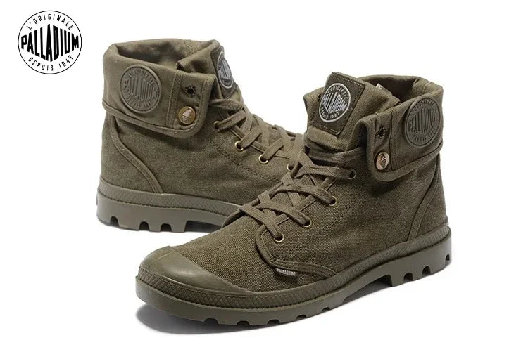 Original PALLADIUM Pallabrouse Green Sneakers Turn Men Women Workwear Ankle Boots Canvas Casual Shoes Walking Shoes Eur39-45