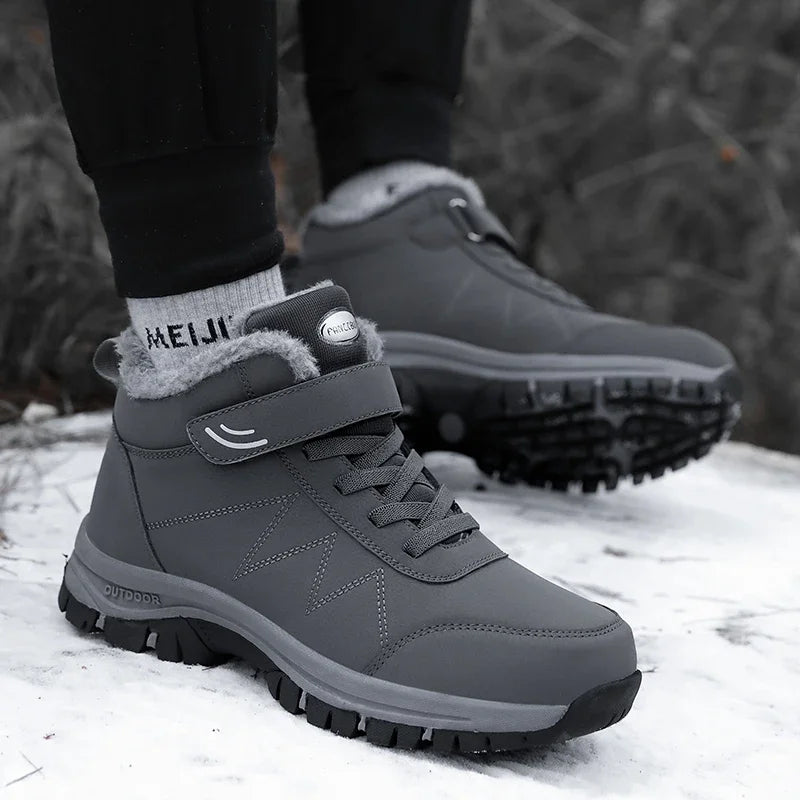 Men's Warm Snow Shoes Outdoor Leather Thick Plush Winter Man Casual Sneakers Original Waterproof Trend Sports