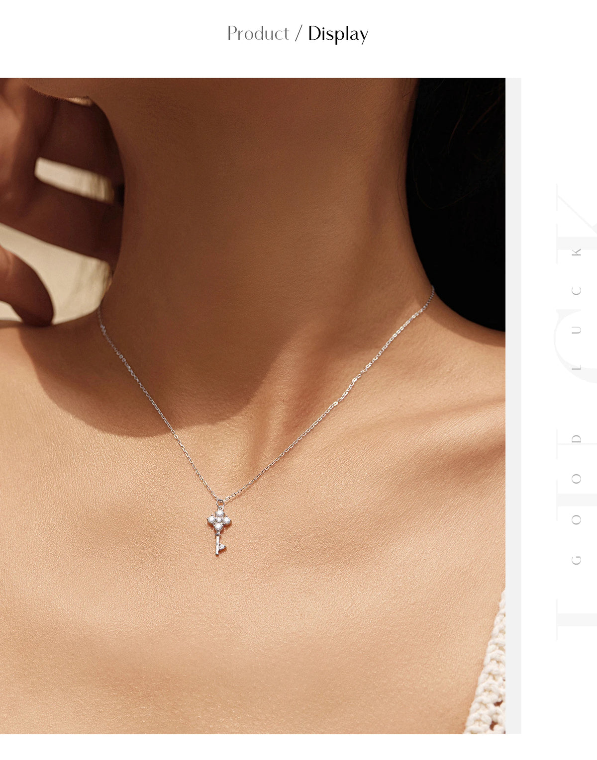 MODIAN D Color Moissanite Four Leaf Clover Key Pendant Necklace 925 Sterling Silver Lab Diamond Chain Fine Jewelry For Women