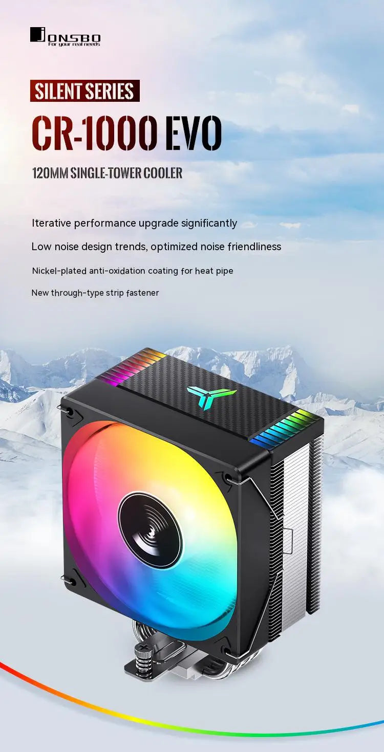 JONSBO CR-1000 EVO 4 Heat pipes TDP 220W CPU Cooler Computer Cooling Fan Heat Sink For LGA1700 115X 1200 AM5 Air Cooler Radiator