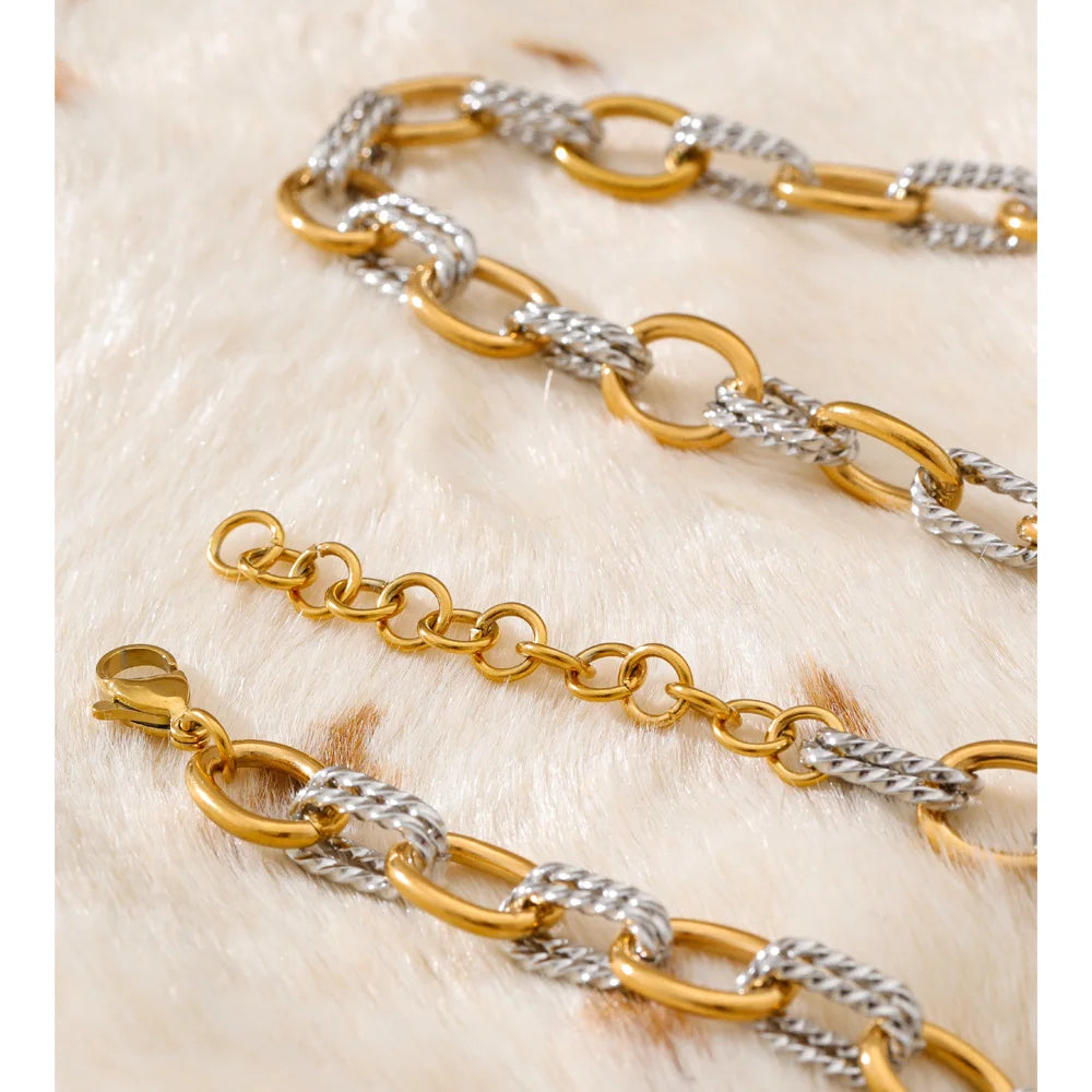 Yhpup Stainless Steel Metal Handmade Chain Statement Necklace Bracelet 2026 PVD Plated Waterproof Popular Statement Jewelry