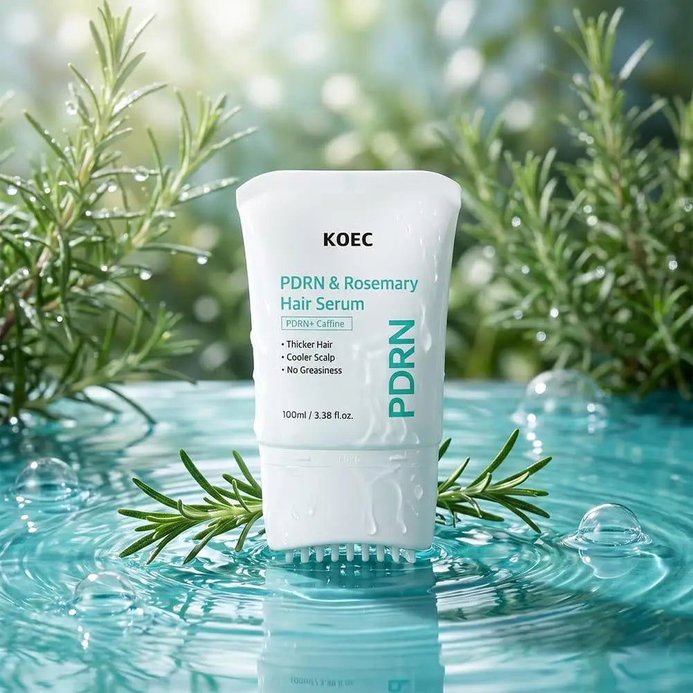 PDRN Rosemary Hair Serum 100ml With Massage Comb, Caffeine Scalp Nourishing Essence Boost Thicker Hair Refreshing Scalp Care
