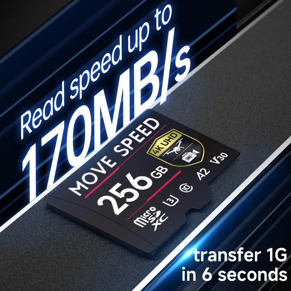 MOVESPEED B300 170MB/s TF Card A2 V30 High Speed Flash Memory Card 256GB 128GB SDXC Mini SD Card  for Camera DV Dash Cams Drones