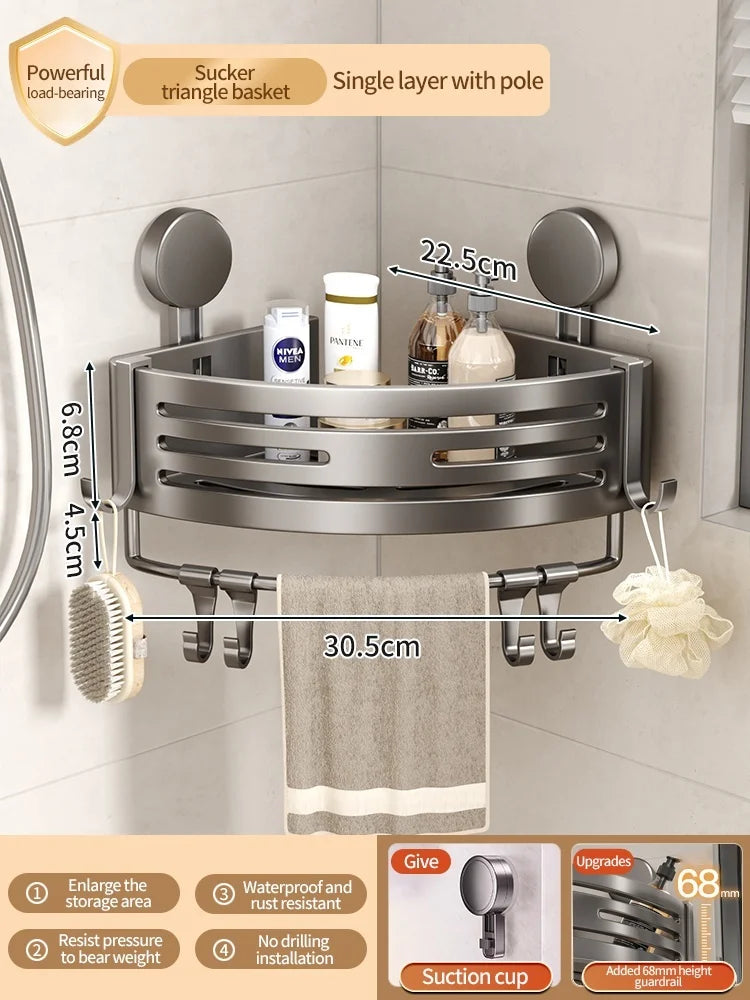 Bathroom Storage Shelf Suction Cup Perforation-Free Bathroom Triangle Toilet Wash Counter Corner Bathroom Storage Shelf