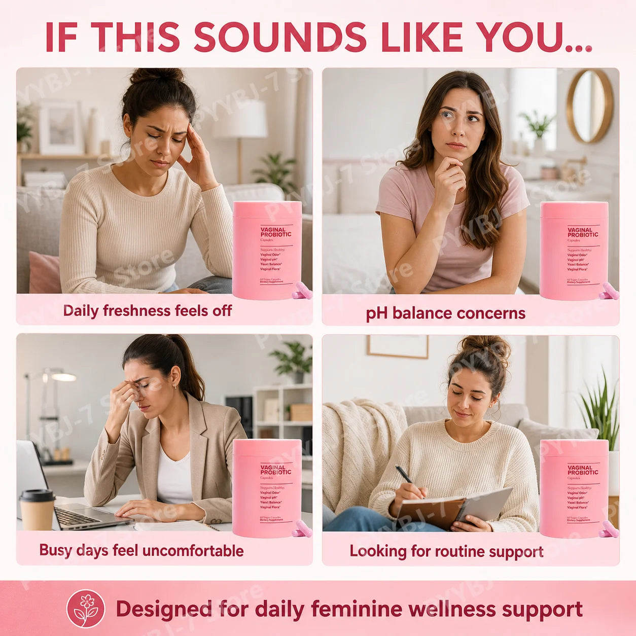 Women's Probiotic Capsules  with Lactobacillus & Prebiotics for Gut and PH Balance  Promote Healthy Flora 60 Pieces