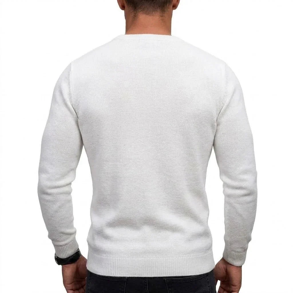 Mens Long Sleeve Knit Jumper Timeless Crew Neck Relaxed Pullover Cozy Knit Tops Business Office Apparel Thermal Knit Tees