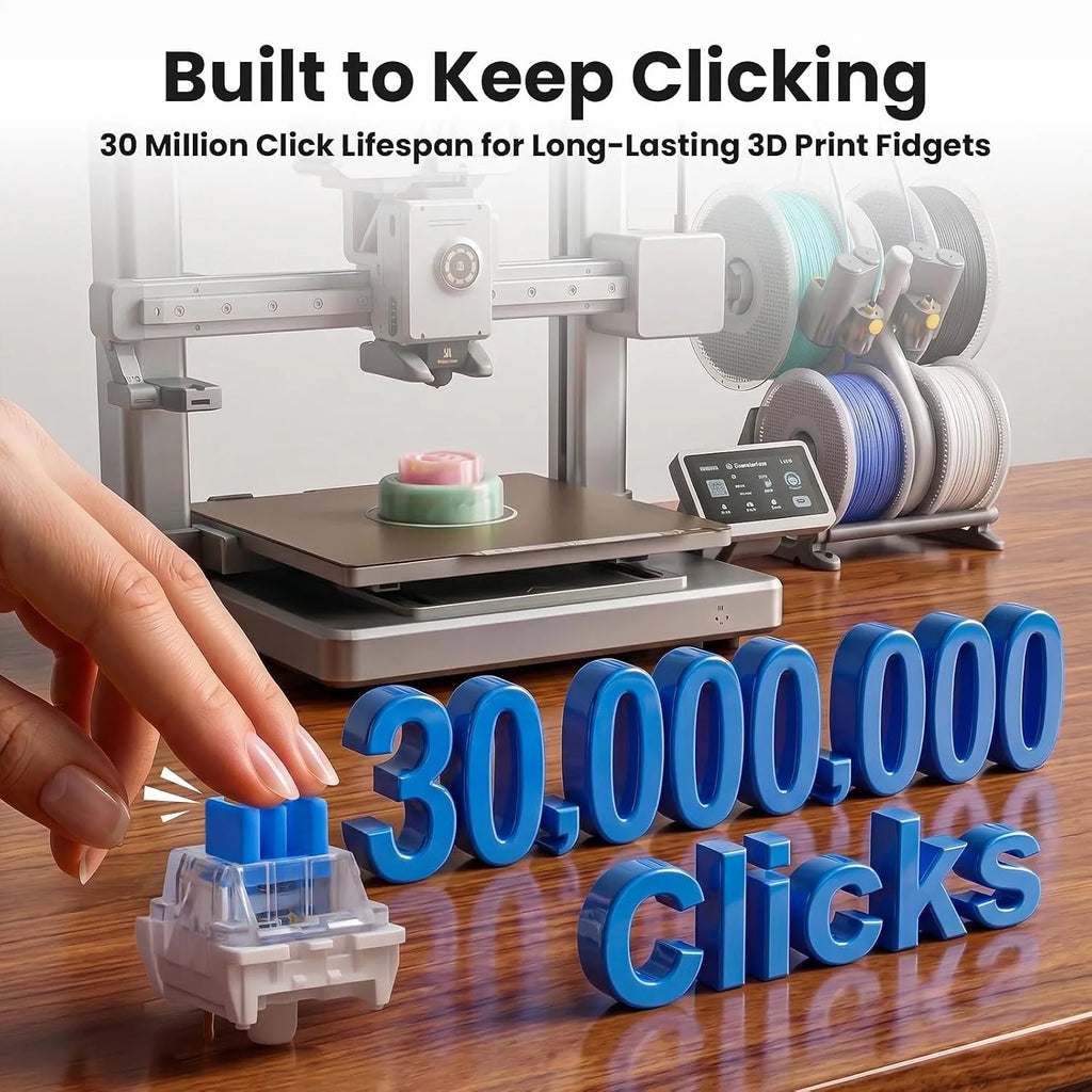 50PCS 3-Pin MX Style Mechanical Keyboard Switches Clicky Keyboard Clickers for 3D Printed Fidget Toys DIY Projects with 10 Keych