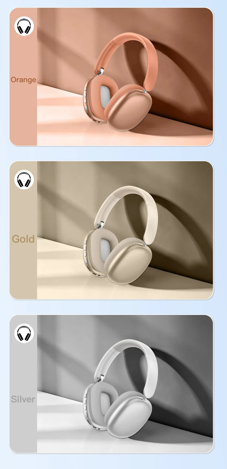 Bluetooth Headphones Over Ear Wireless Headset HiFi Music Gaming Comfortable Mic for iPhone Android PC Travel Sports Gift Unisex