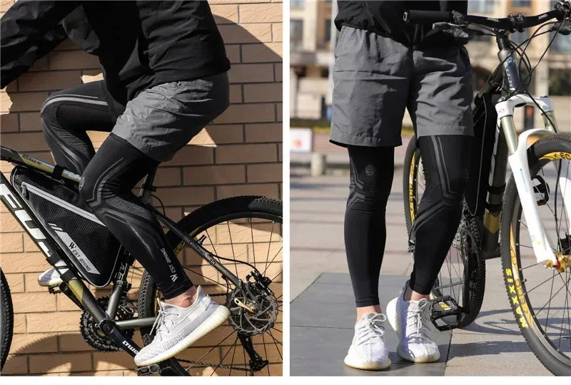 WEST BIKING Sports Compression Leg Sleeves Men Women MTB Winter Fleece Leg Warmers Men Women Cycling Running Basketball Leggings