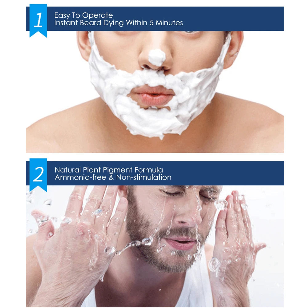 Send From US 200ml Natural Permanent Beard Dye Shampoo Long Lasting Beard Coloring For Men Removal White Grey Hair Color Cover