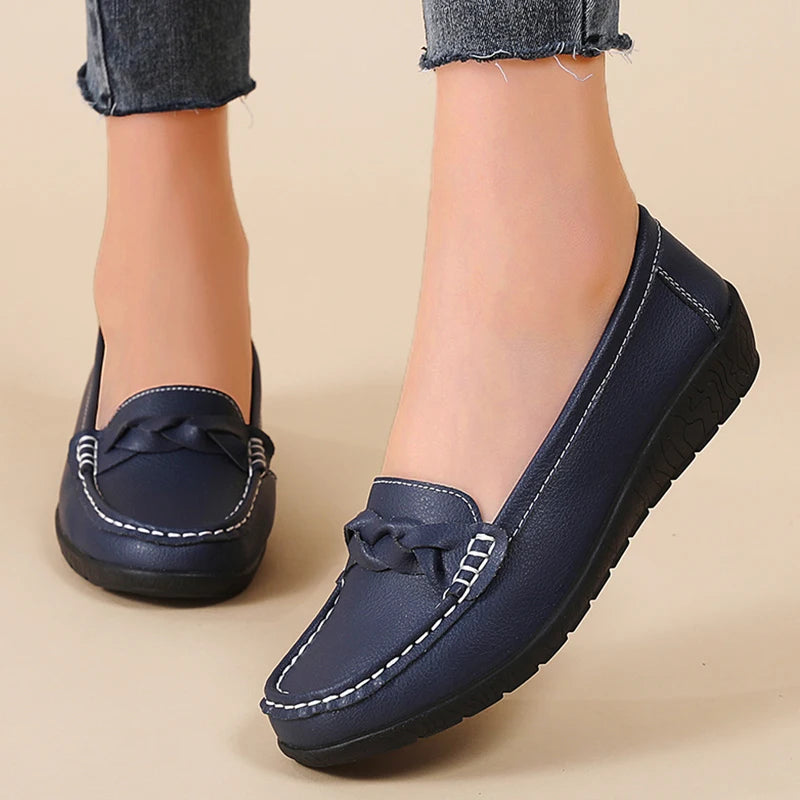 Genuine Leather Fashion Women Flats Outdoor Ballet Flats Moccasins Women's Shoes Retro Women Shoe Oxford Plus Size Zapatos Mujer