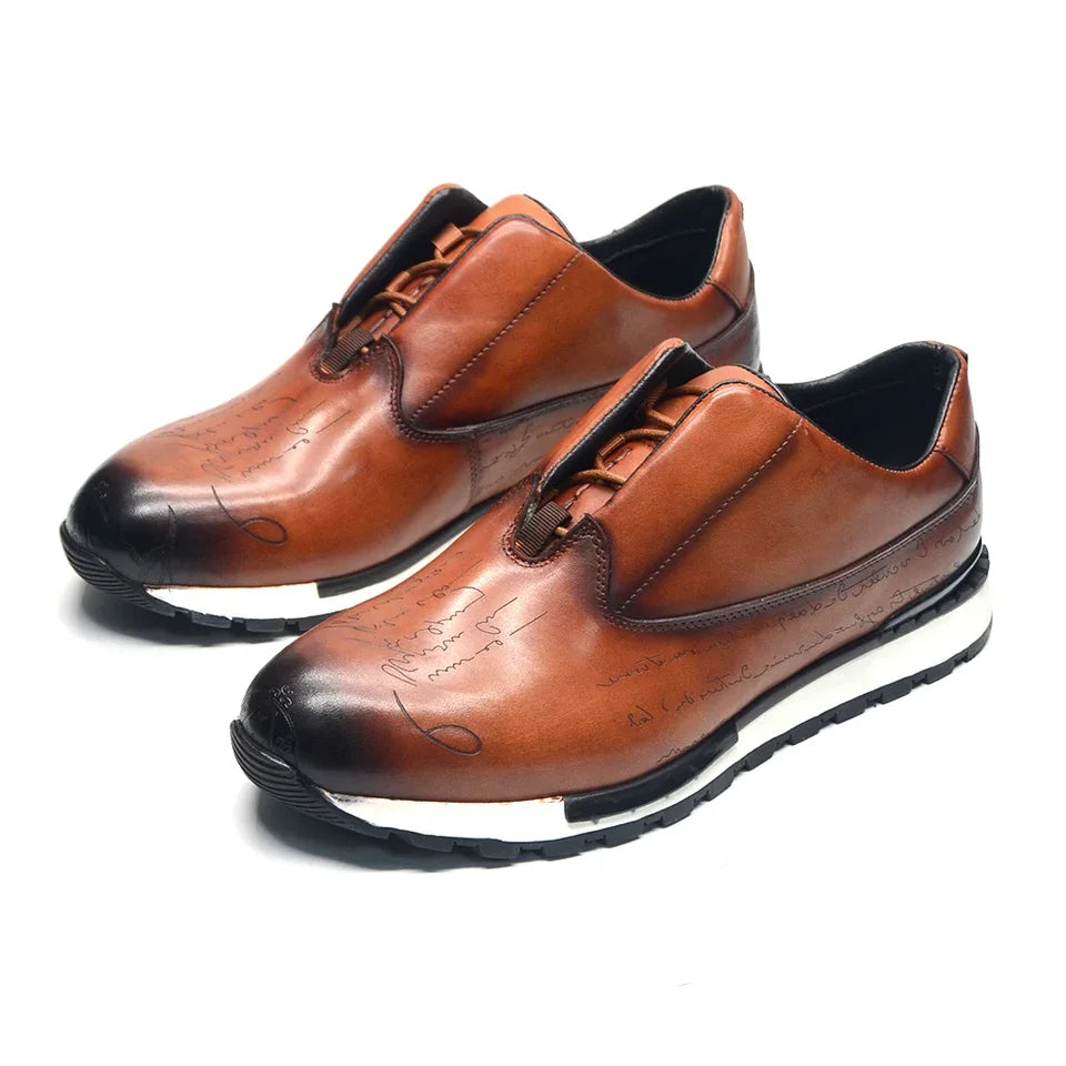 Men Shoes British Genuine Leather Shoes Comfortable Autumn 2026 New Lace Up Casual Shoes Crocodile Pattern Outdoor Men Sneakers