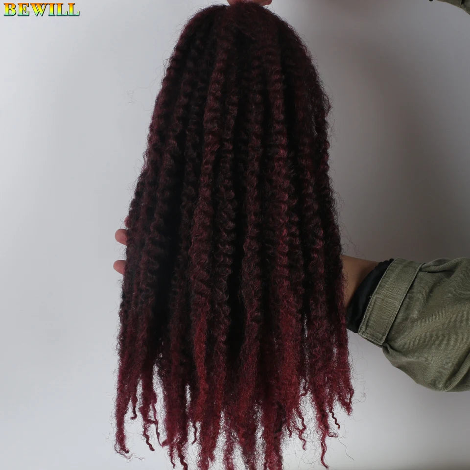 18 Inch 1-6 Packs Marley Twist Crochet Hair Black Brown to Blonde Synthetic Afro Marley Ombre Braiding Hair for Faux Locs Braids