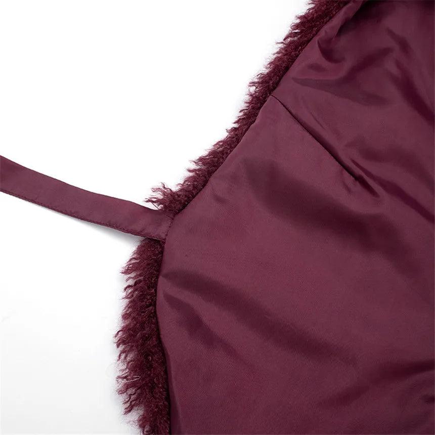 2026 Fall Winter Fashion Faux Fur 2 Piece Set Women Lace Up Backless Hooded Tank Tops + Bodycon Mini Skirts Casual Street Suits