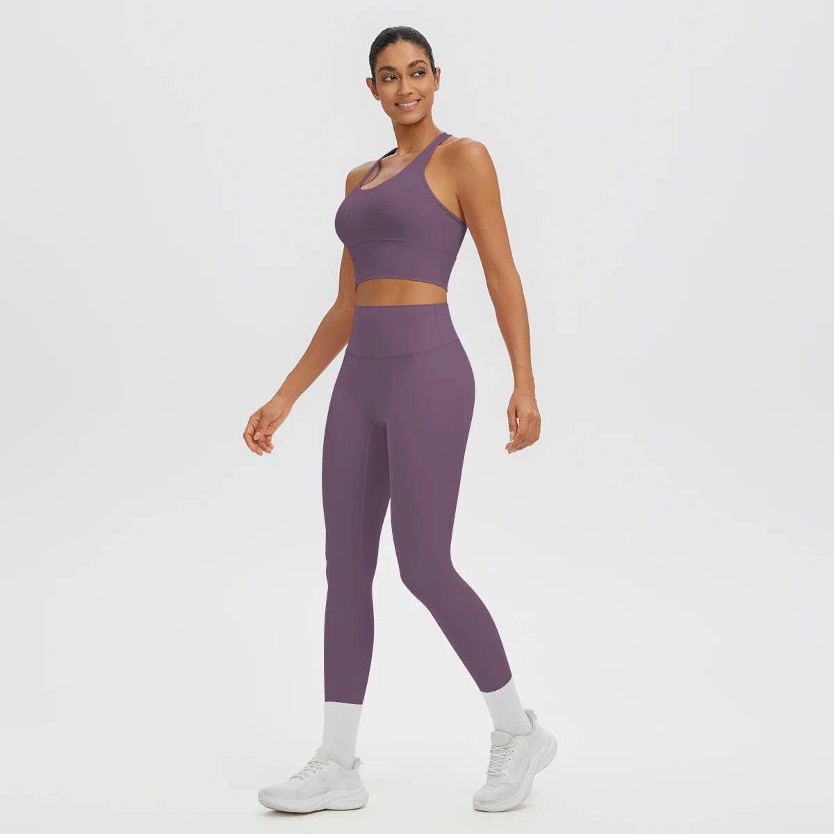 2PCS Women's Sports Pants Yoga Set Sexy Backless I-shaped Vest with Chest Pad Shock-absorbing Running Yoga Tank Top Yoga Pants