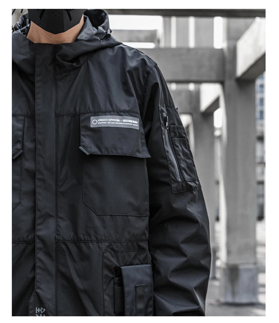 2022 Autumn Tactical Jackets Windbreaker Men Functional Techwear Mens Black Hip Hop Streetwear Waterproof Windproof Hooded Coats