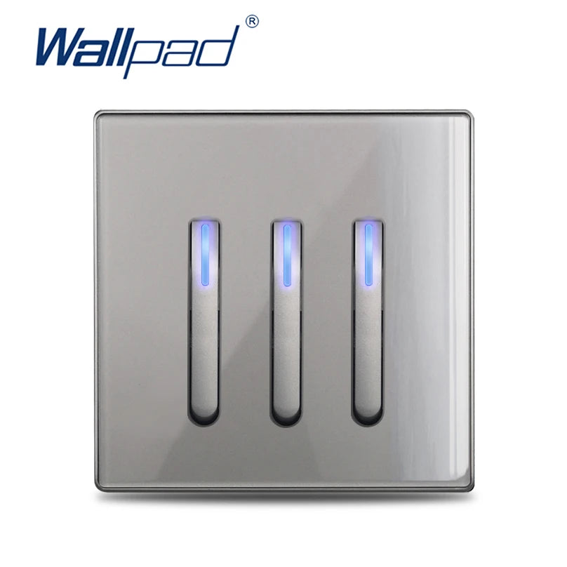 Wall Switch Light Switch 1 2 3 4 Gang Piano Button 1 Way 2 Way White Black Gray Gold Tempered Glass Panel L6