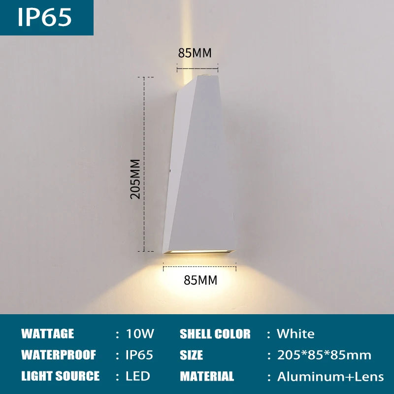 Outdoor LED Wall Lamp 6W 10W IP65 Waterproof Aluminum Wall Lights Porch Garden Fence Indoor Modern Nordic Sconce Lamps AC85-265V