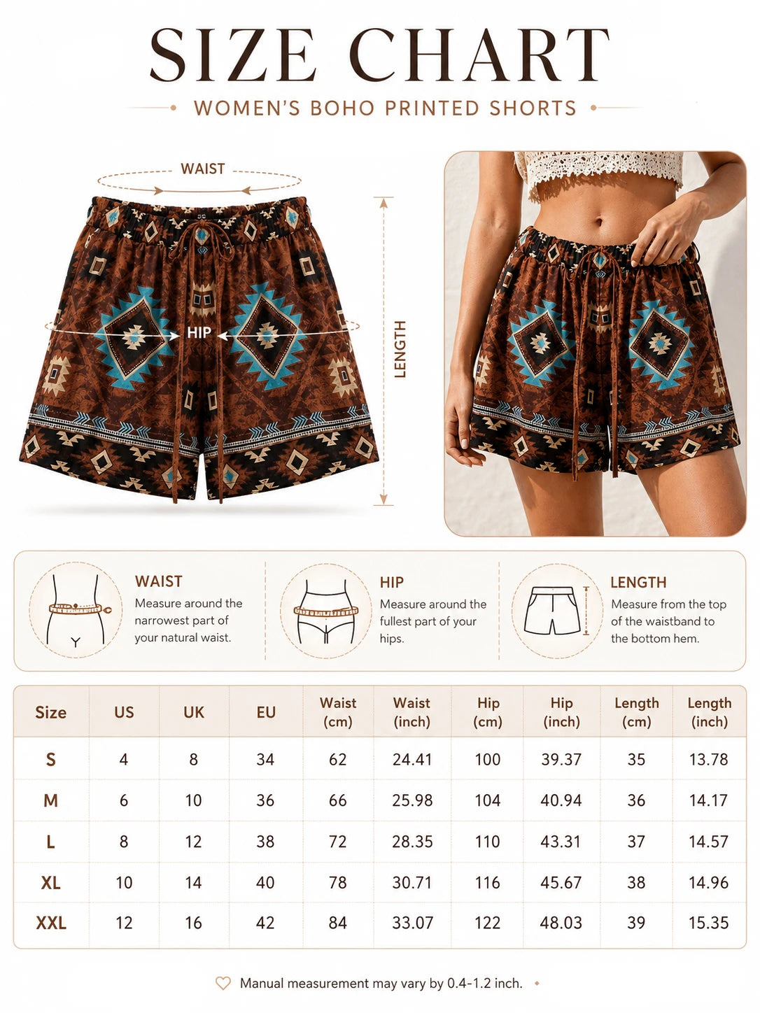 Women's Western Retro Geometric Print Shorts