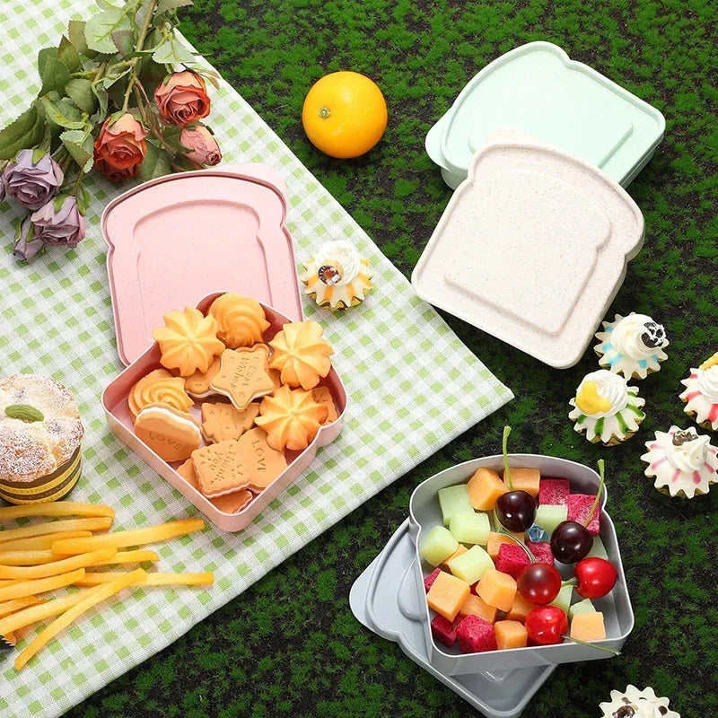 1/4PCS Sandwich Containers Lunch Box Toast Storage Box With Lid Eco-Friendly Lunch Food Container Microwavable Picnic Student