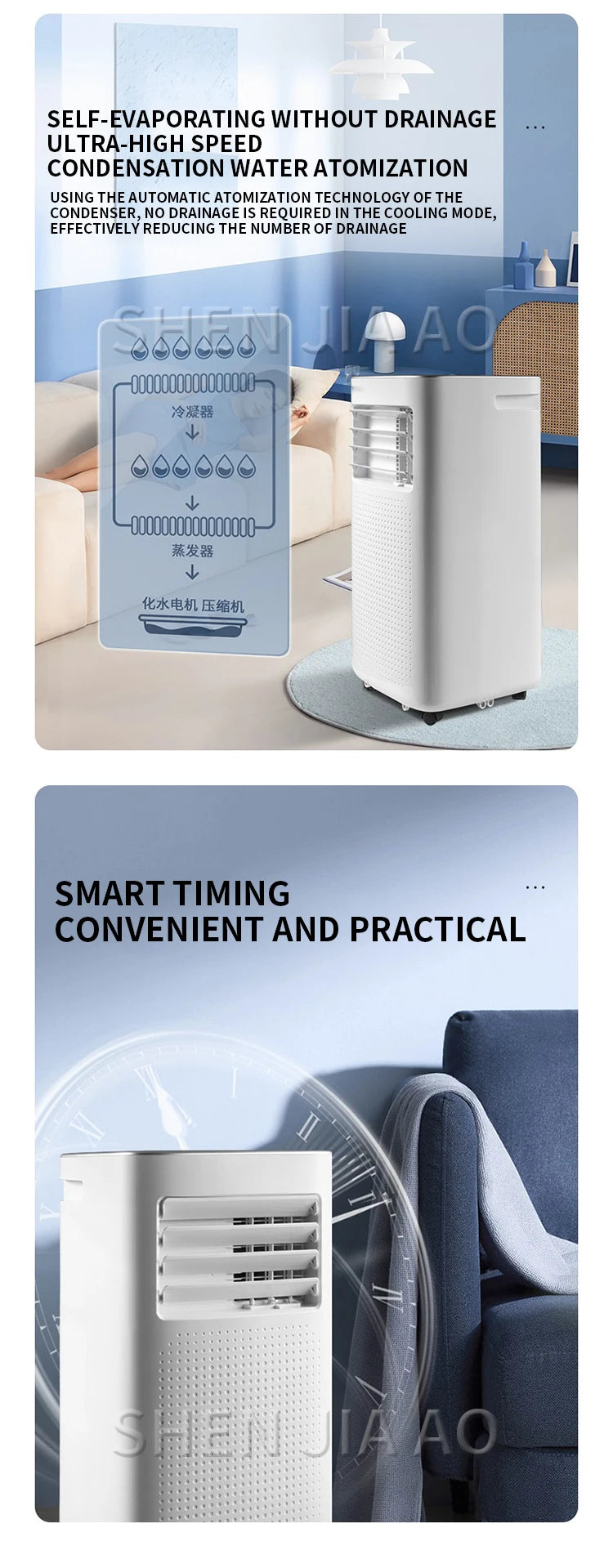 3500W/3300W Air Conditioner Portable AC Unit with Built-in Dehumidifier and Fan Functions Cools 250 sq.ft Mobile Air Conditionin