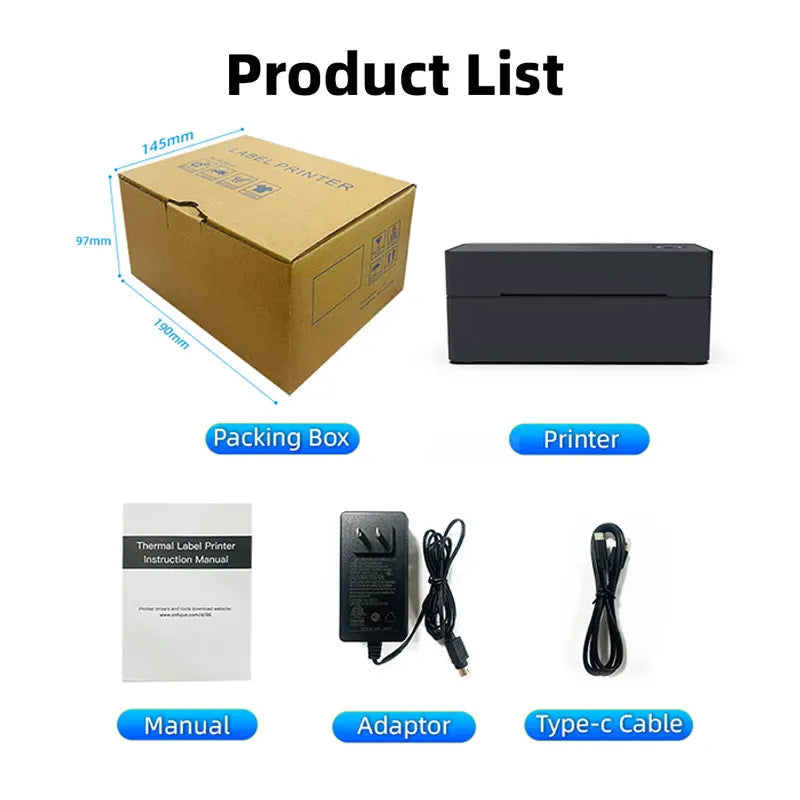 Wireless Bluetooth Thermal Desktop Shipping Label Printer 4x6 Support