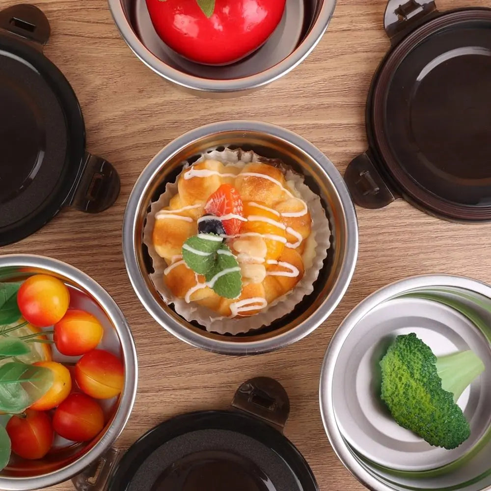 1Pcs Fresh Keeping Lunch Box Lunch Meal Prep Storage Round Bowl Food Container Fridge Kitchen 304 Stainless Steel