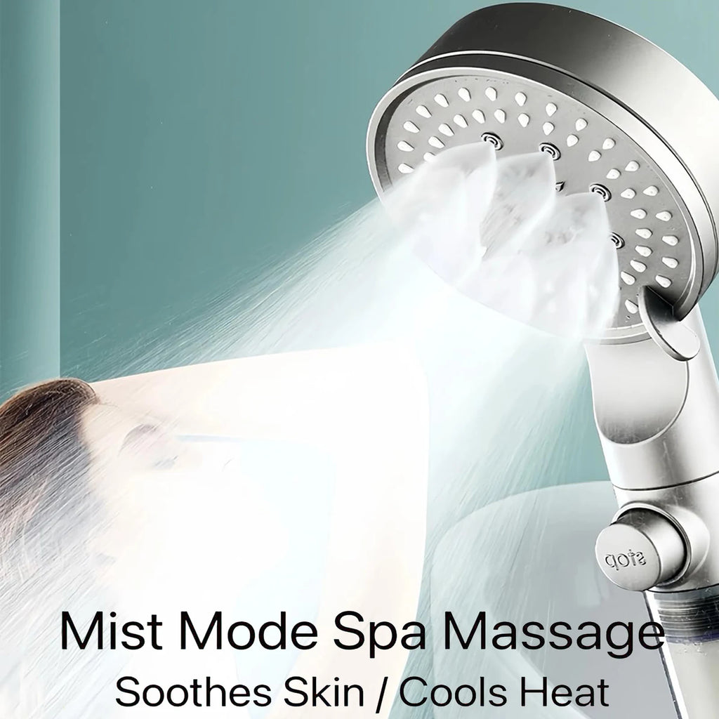 Hydro Boost High Pressure Shower Head 5 Spray Modes Stainless Steel Water Saving Filter Showerhead With Strong Flow For Bathroom