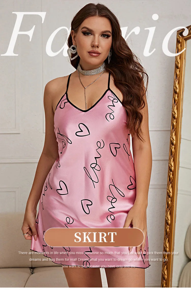 2026 Women's Love One-piece Nightdress Summer Sexy Suspender Dress Loungewear Pajamas Women