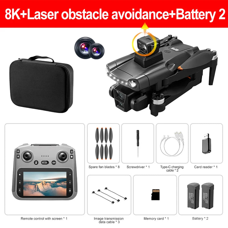 Original V198MAX Drone 8K Profesional FPV Brushless Laser obstacle avoidance Aerial Optical Foldable Quadcopter Mini 4K Dron