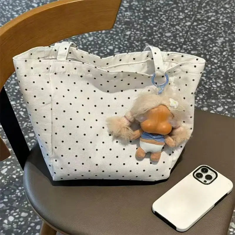 2026 New Polka Dot Canvas Large Capacity Tote Bag  Bag Casual Commuter Outward Handheld Shoulder Bag For Women