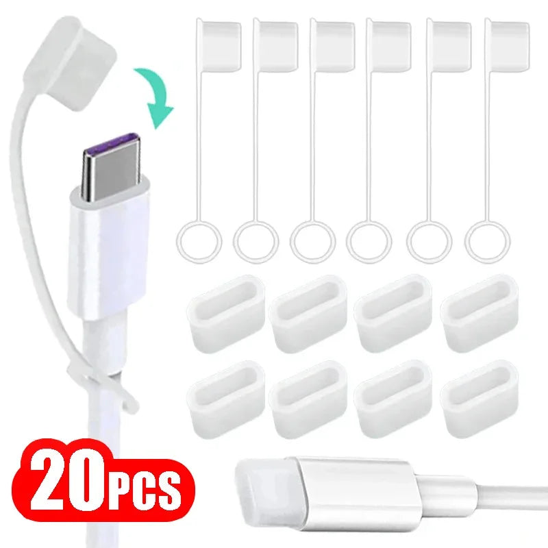 Type-C Charging Port Transparent Dust Plug With Rope Anti-Lost Dustproof Protector Cap Stopper Data Cable USB Type C Clear Cover